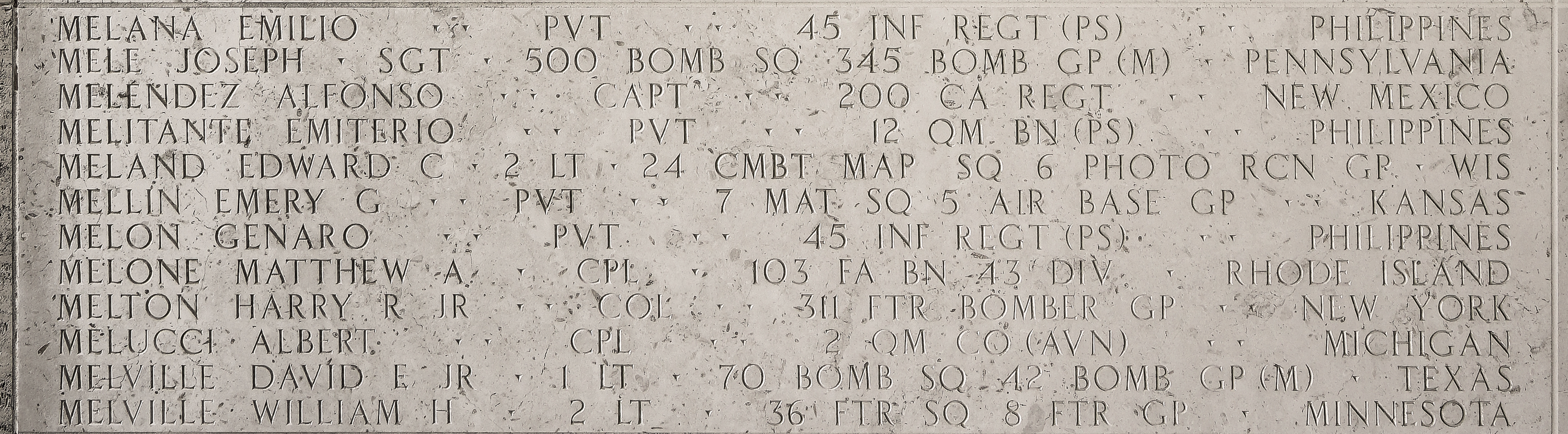 Matthew A. Melone, Corporal